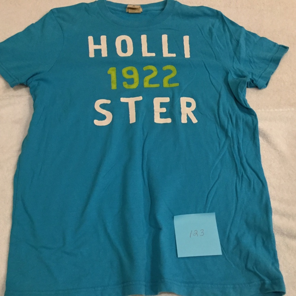 Hollister Turquoise White Logo T-Shirt Tee - Size Medium - Excellent Condition